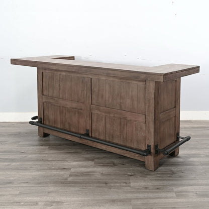 80" Traditional Wood Home Bar with Stools