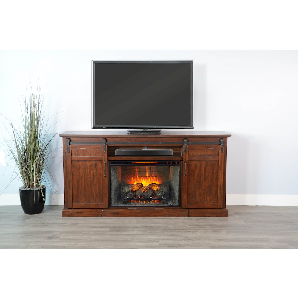 78" Barn Door Media Console with Electric Fireplace