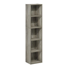 Rustic French Oak 5-Tier Open Shelf Bookcase with Durable Wood Construction