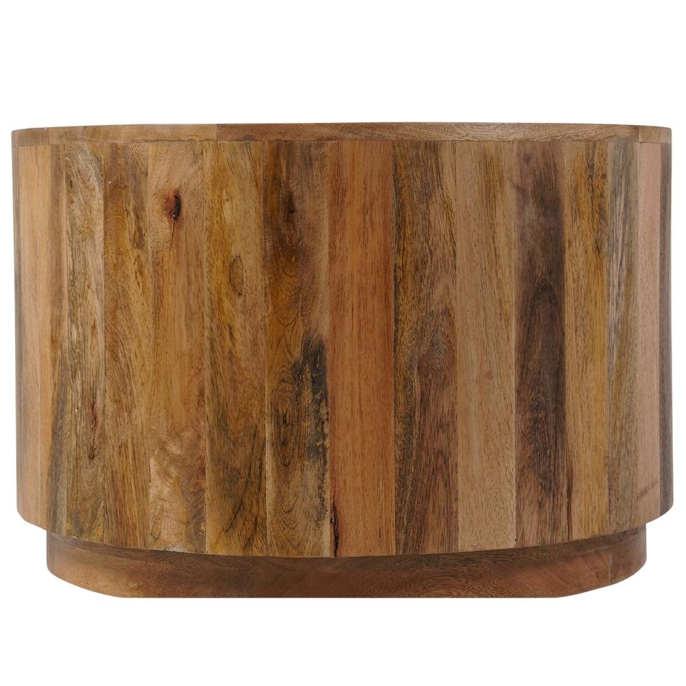 Round Mango Wood Coffee Table in Natural Finish for Living Room