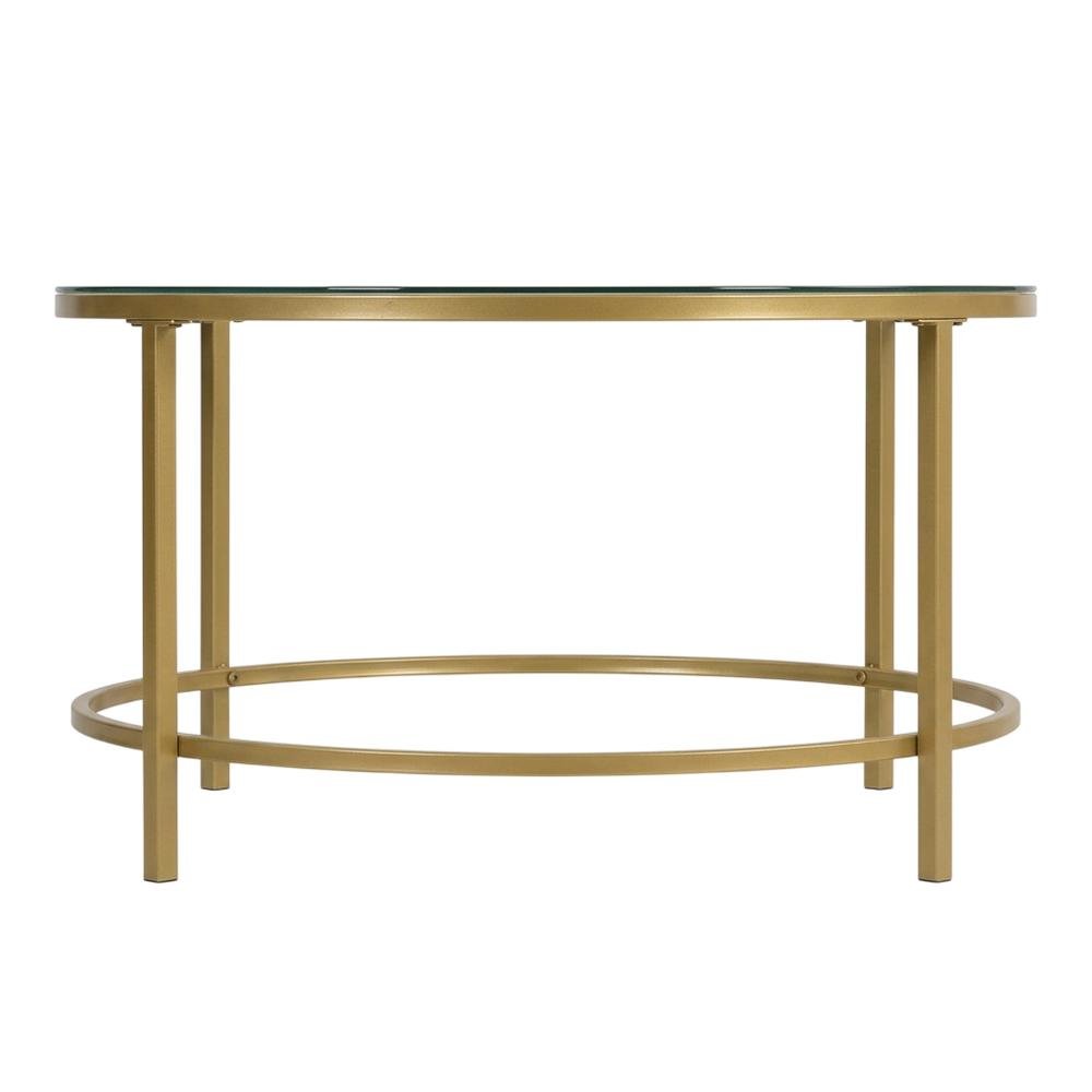 Glass Top Gold Coffee Table with Round Design and Modern Style