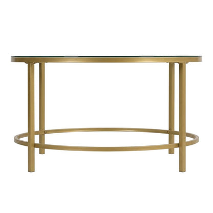 Glass Top Gold Coffee Table with Round Design and Modern Style