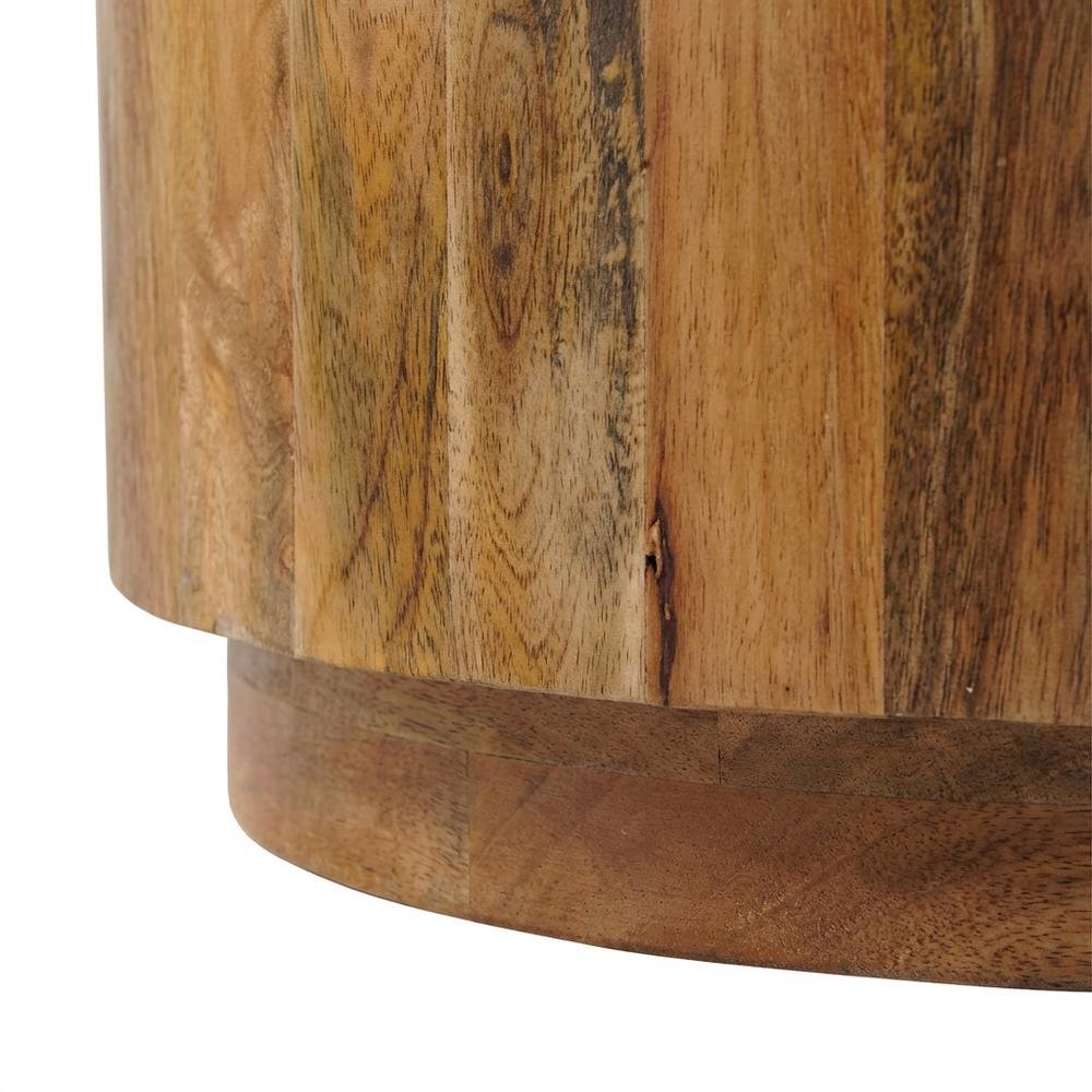 Round Mango Wood Coffee Table in Natural Finish for Living Room