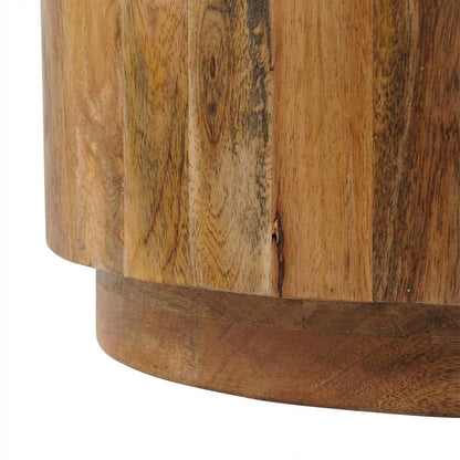 Round Mango Wood Coffee Table in Natural Finish for Living Room