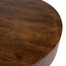 Round Mango Wood Coffee Table in Chestnut Finish for Living Room or Office