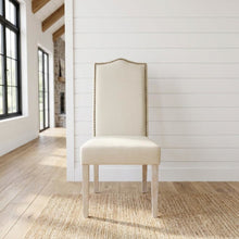 Rubberwood Parsons Dining Chair with Linen Seat, Natural Driftwood, Linen