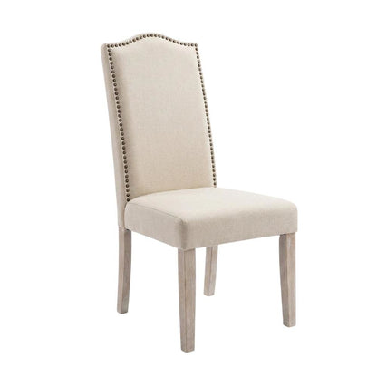 Rubberwood Parsons Dining Chair with Linen Seat, Natural Driftwood, Linen