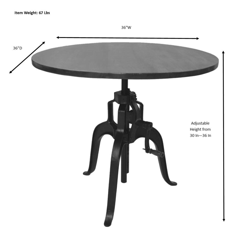 Bentley Adjustable Crank Table - Natural Driftwood Top - Aged Iron Base