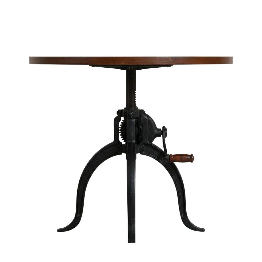 Rustic Adjustable Coffee Table, Mango Wood Top, Cast Iron Base