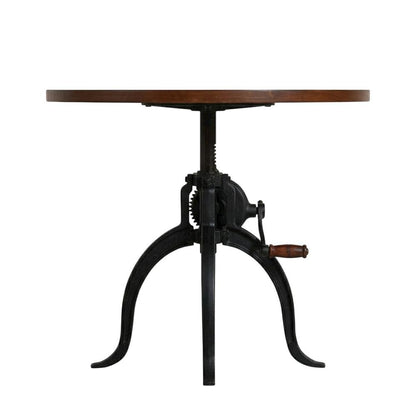 Rustic Adjustable Coffee Table, Mango Wood Top, Cast Iron Base