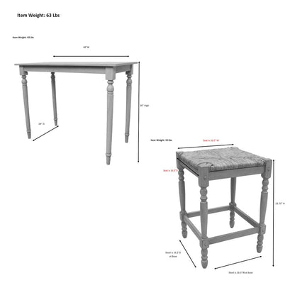 Hawthorne Bar Table with 2 Counter Stools - Antique White