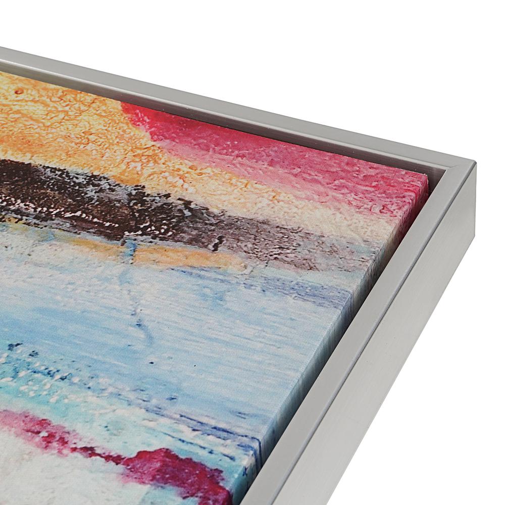 Rainy Forest Abstract Wall Art - Large - Multicolor - Silver Frame
