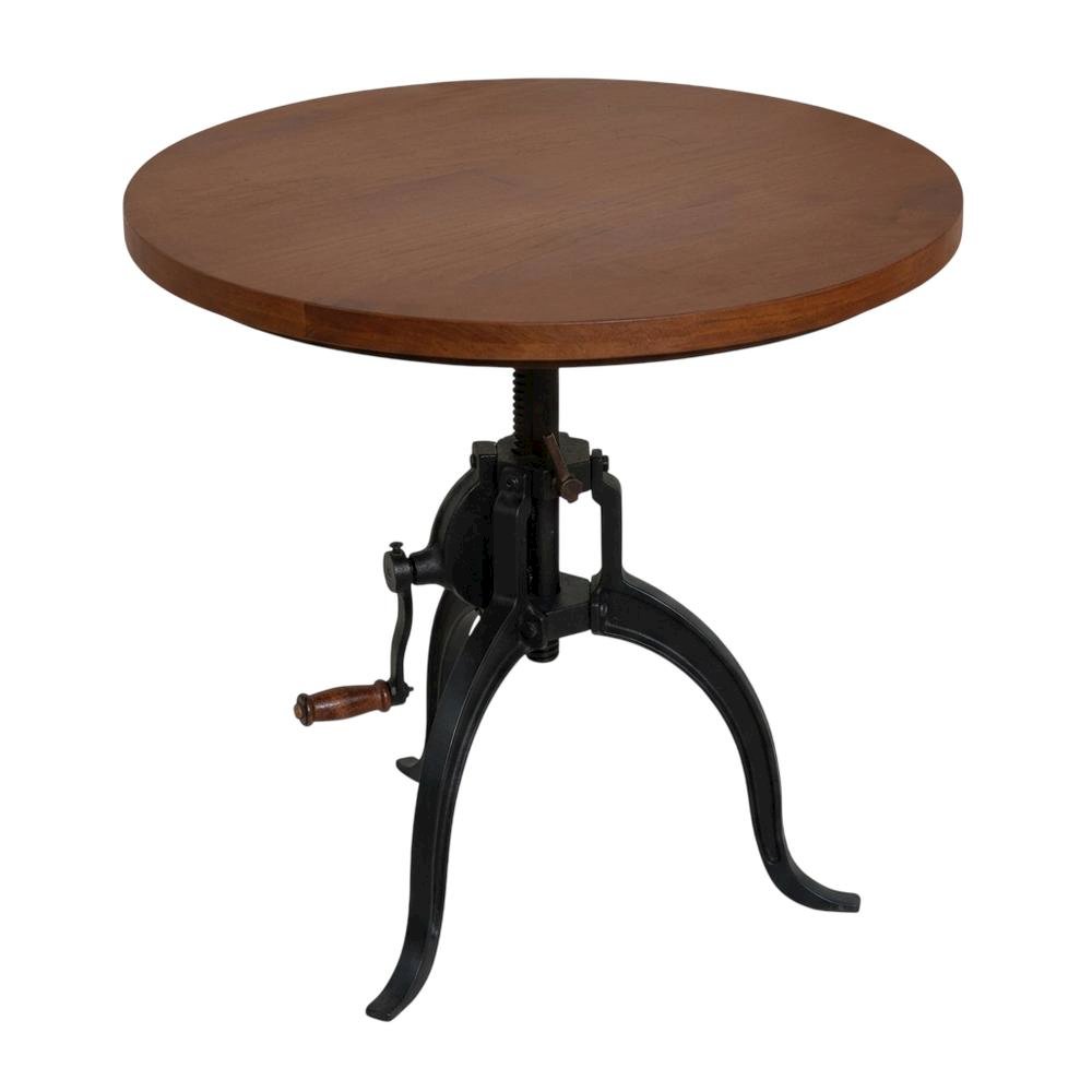 Rustic Adjustable Coffee Table, Mango Wood Top, Cast Iron Base