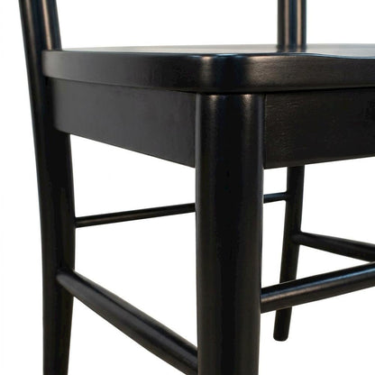 Rubberwood Farmhouse Dining Chair with Ladder Back, Antique Black