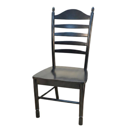 Rubberwood Farmhouse Dining Chair with Ladder Back, Antique Black