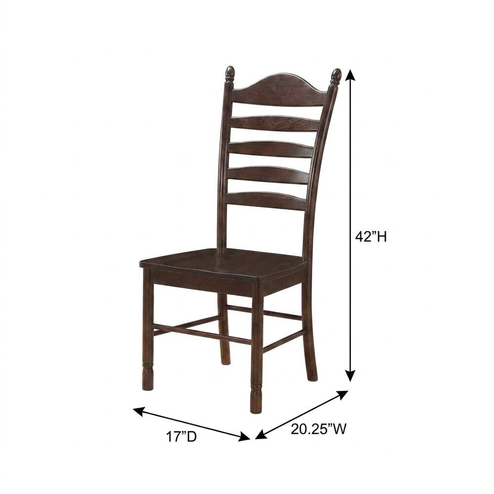 Rubberwood Farmhouse Dining Chair with Ladder Back for Dining Room, Espresso