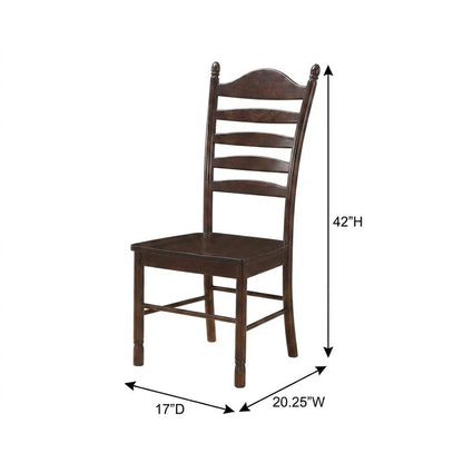 Rubberwood Farmhouse Dining Chair with Ladder Back for Dining Room, Espresso