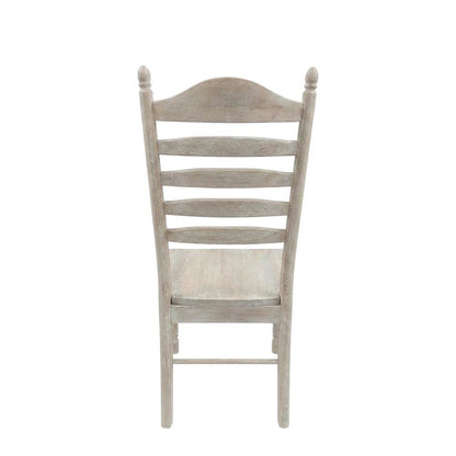 Rubberwood Farmhouse Dining Chair with Ladder Back, Natural Driftwood
