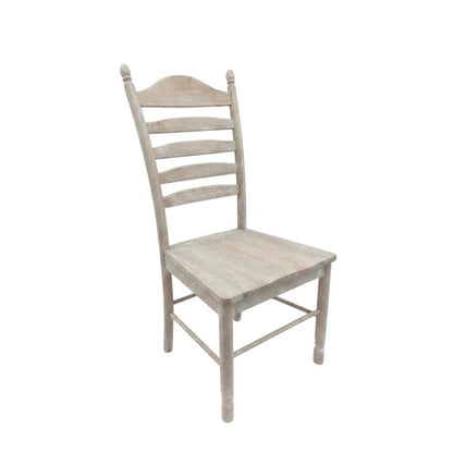 Rubberwood Farmhouse Dining Chair with Ladder Back, Natural Driftwood
