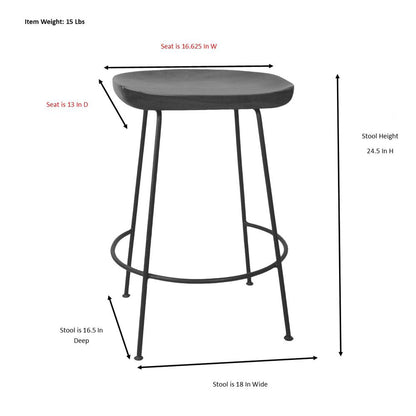 Diya 24.5" Counter Stool - Set of 2 - Natural Seat - White Base
