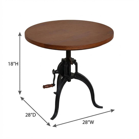 Rustic Adjustable Coffee Table, Mango Wood Top, Cast Iron Base