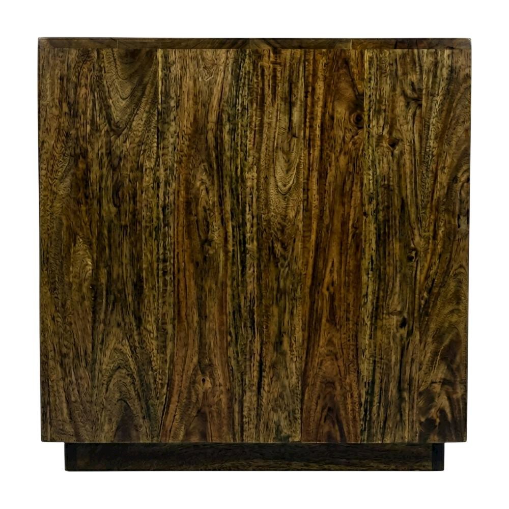 Round Wooden Coffee Table with Elm Finish and Mango Wood Top