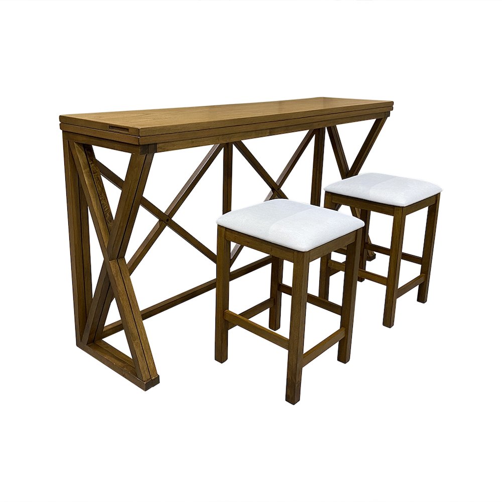 Taylor Flip Top Bar Table with 4 Backless Counter Stools - Golden Oak