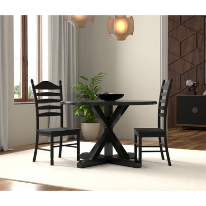 Monet X Base Dining Table with 2 Whitman Dining Chairs - Antique Black