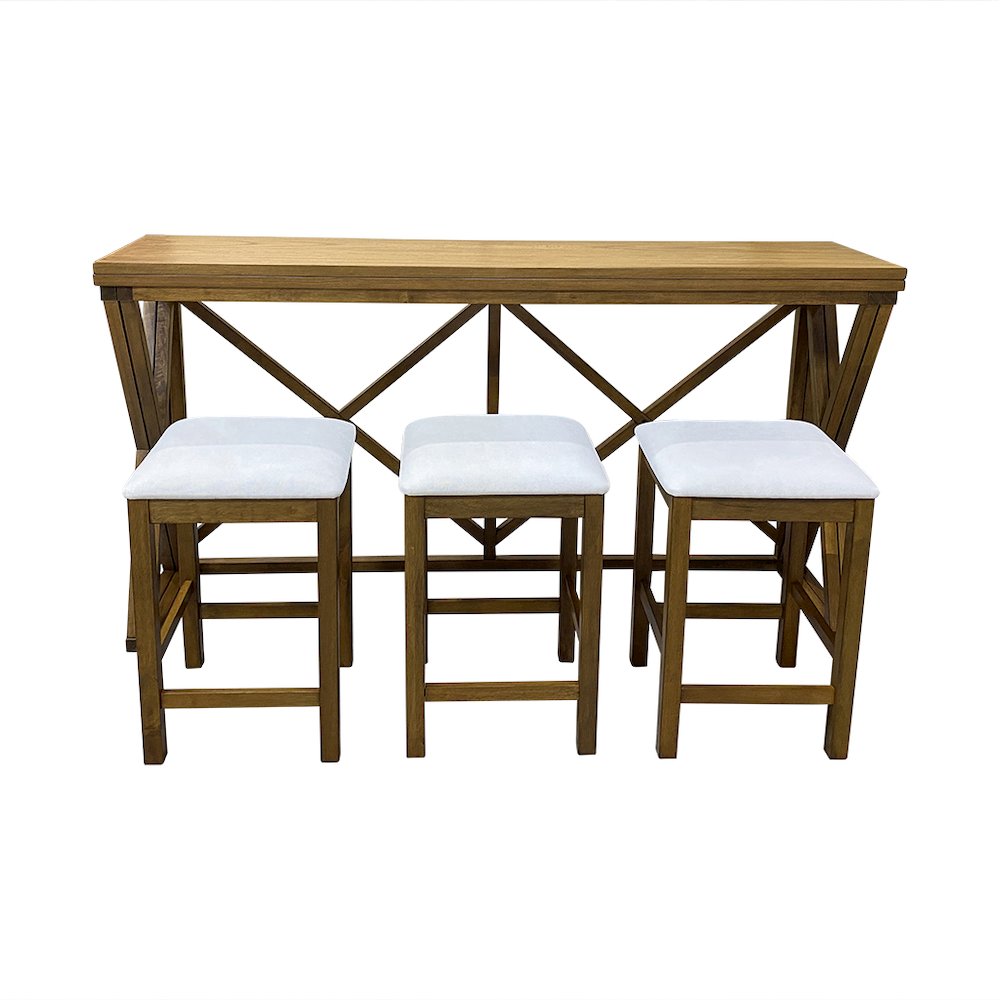 Taylor Flip Top Bar Table with 4 Backless Counter Stools - Golden Oak