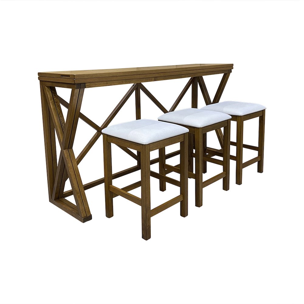 Taylor Flip Top Bar Table with 4 Backless Counter Stools - Golden Oak