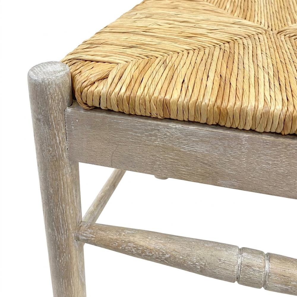 Rubberwood Rush-Seat Dining Chair with Ladder Back, Natural Driftwood, Natural