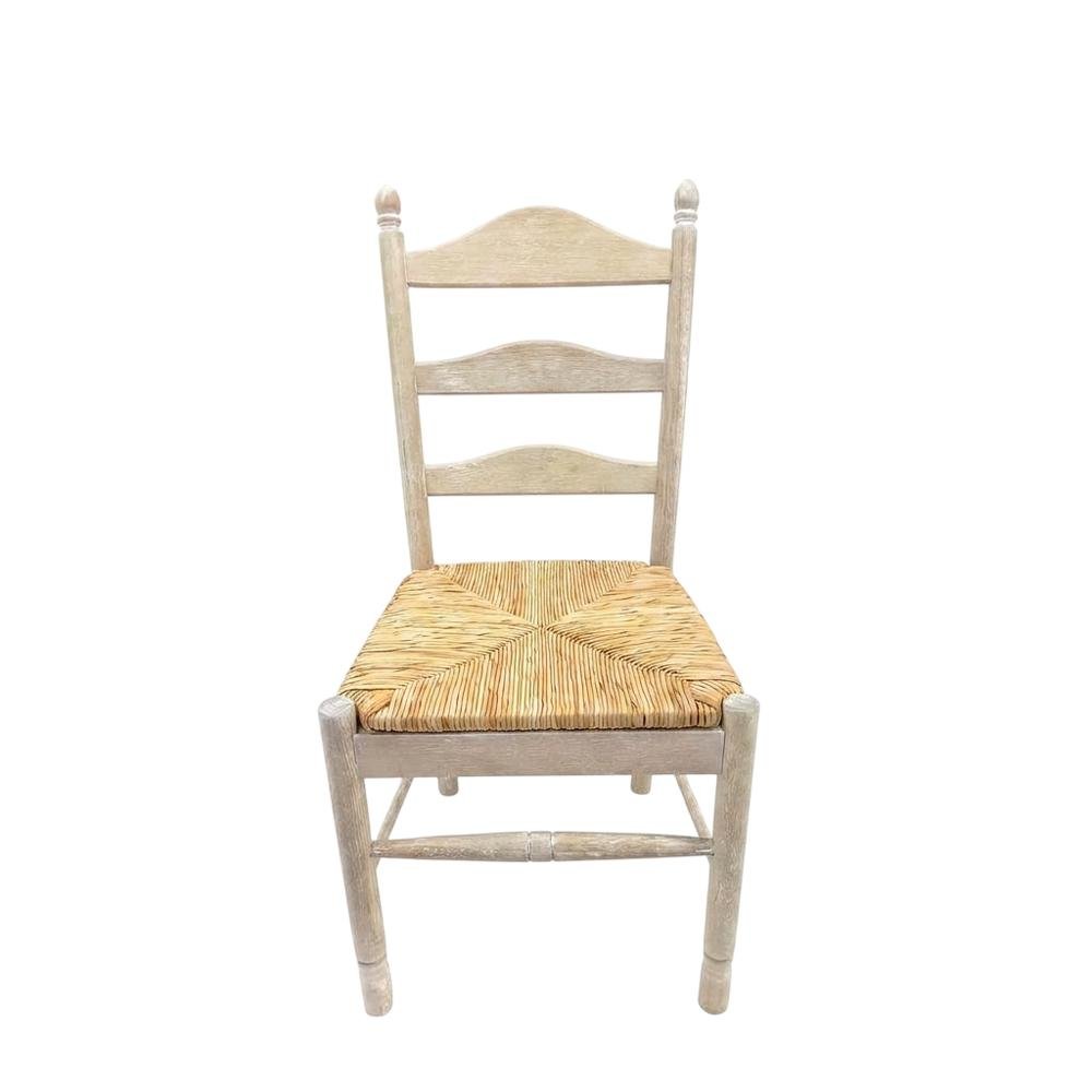 Rubberwood Rush-Seat Dining Chair with Ladder Back, Natural Driftwood, Natural