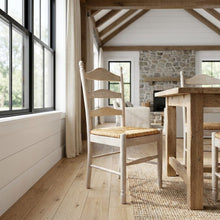 Rubberwood Rush-Seat Dining Chair with Ladder Back, Natural Driftwood, Natural