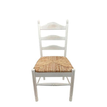 Rubberwood Rush-Seat Dining Chair with Ladder Back, Whitewash, Natural