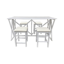 Taylor Flip Top Bar Table with 4 Backless Counter Stools - Antique White