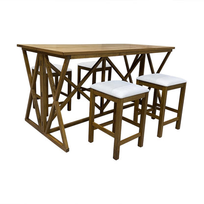 Taylor Flip Top Bar Table with 4 Backless Counter Stools - Golden Oak