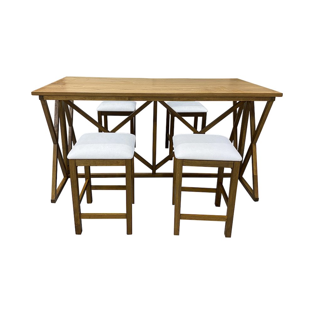 Taylor Flip Top Bar Table with 4 Backless Counter Stools - Golden Oak