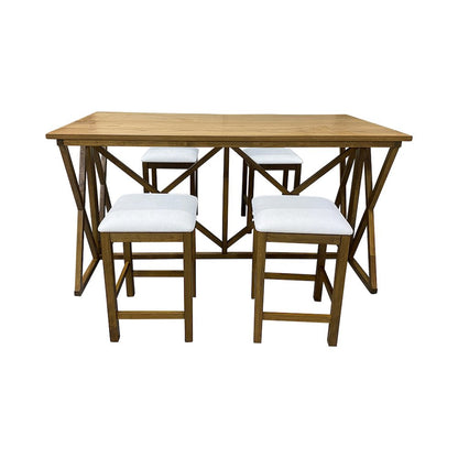 Taylor Flip Top Bar Table with 4 Backless Counter Stools - Golden Oak
