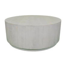 Round Wooden Coffee Table in White with Mango Wood Finish, 42 Inches