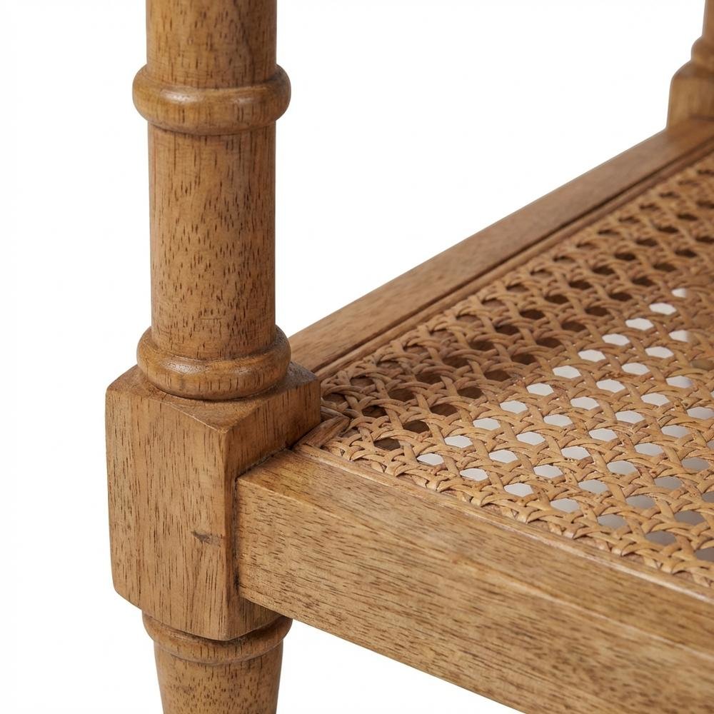 Natural Wood & Cane Coffee Table with Rectangular Design and Mango Wood Finish