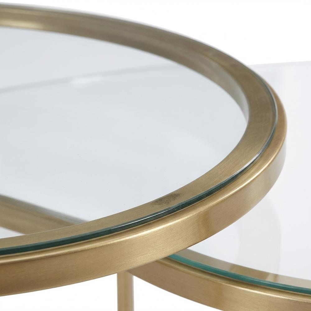 Glass Top Gold Coffee Table with Round Design and Modern Style
