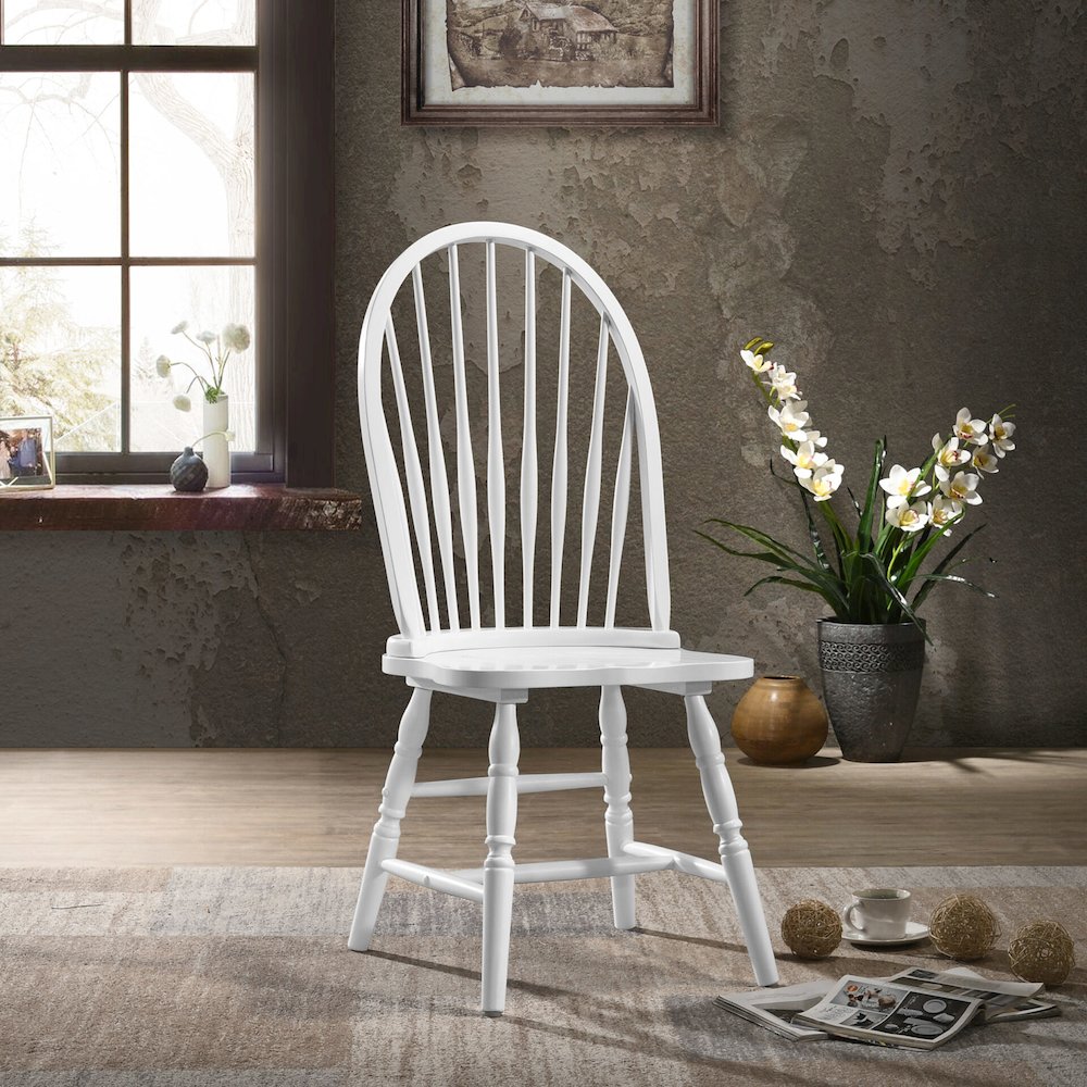 Fairview 30" Pedestal Dining Table with 2 Windsor Dining Chairs - Pure White