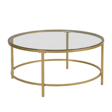 Glass Top Gold Coffee Table with Round Design and Modern Style
