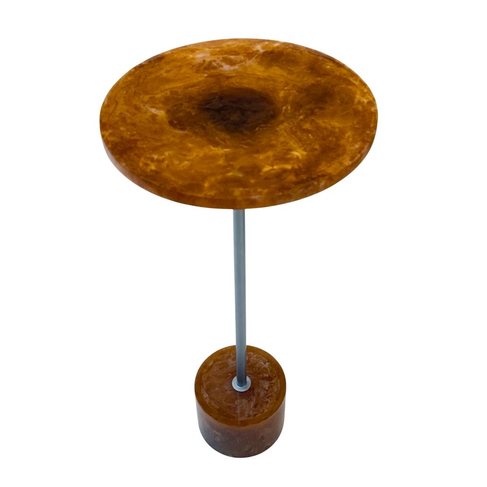 Amber Glow Pedestal Table - Nickel
