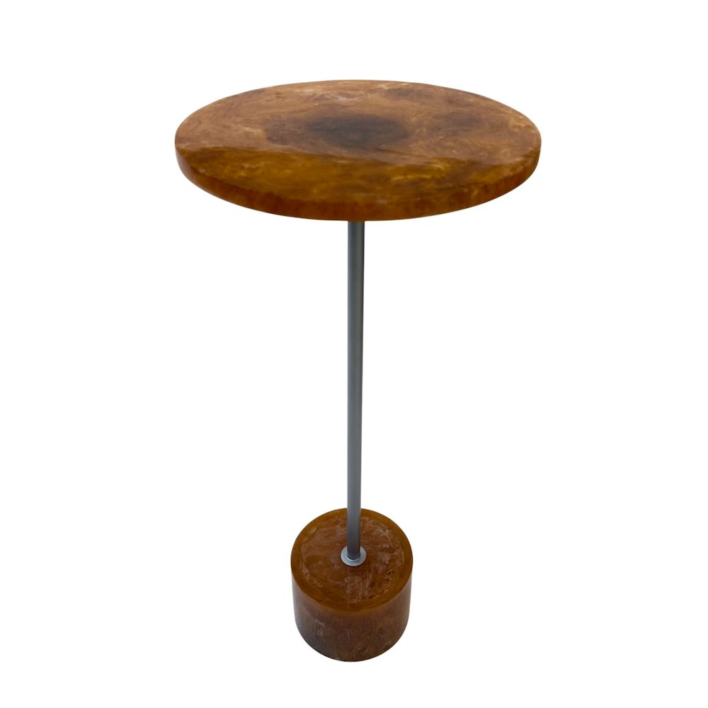 Amber Glow Pedestal Table - Nickel