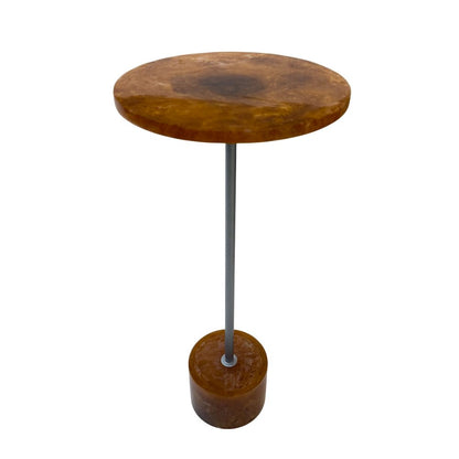 Amber Glow Pedestal Table - Nickel