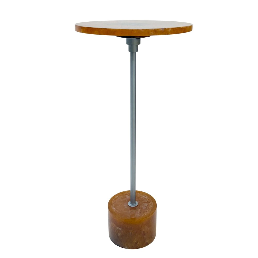 Amber Glow Pedestal Table - Nickel