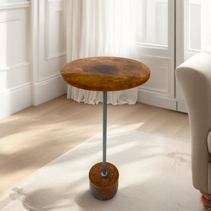 Amber Glow Pedestal Table - Nickel