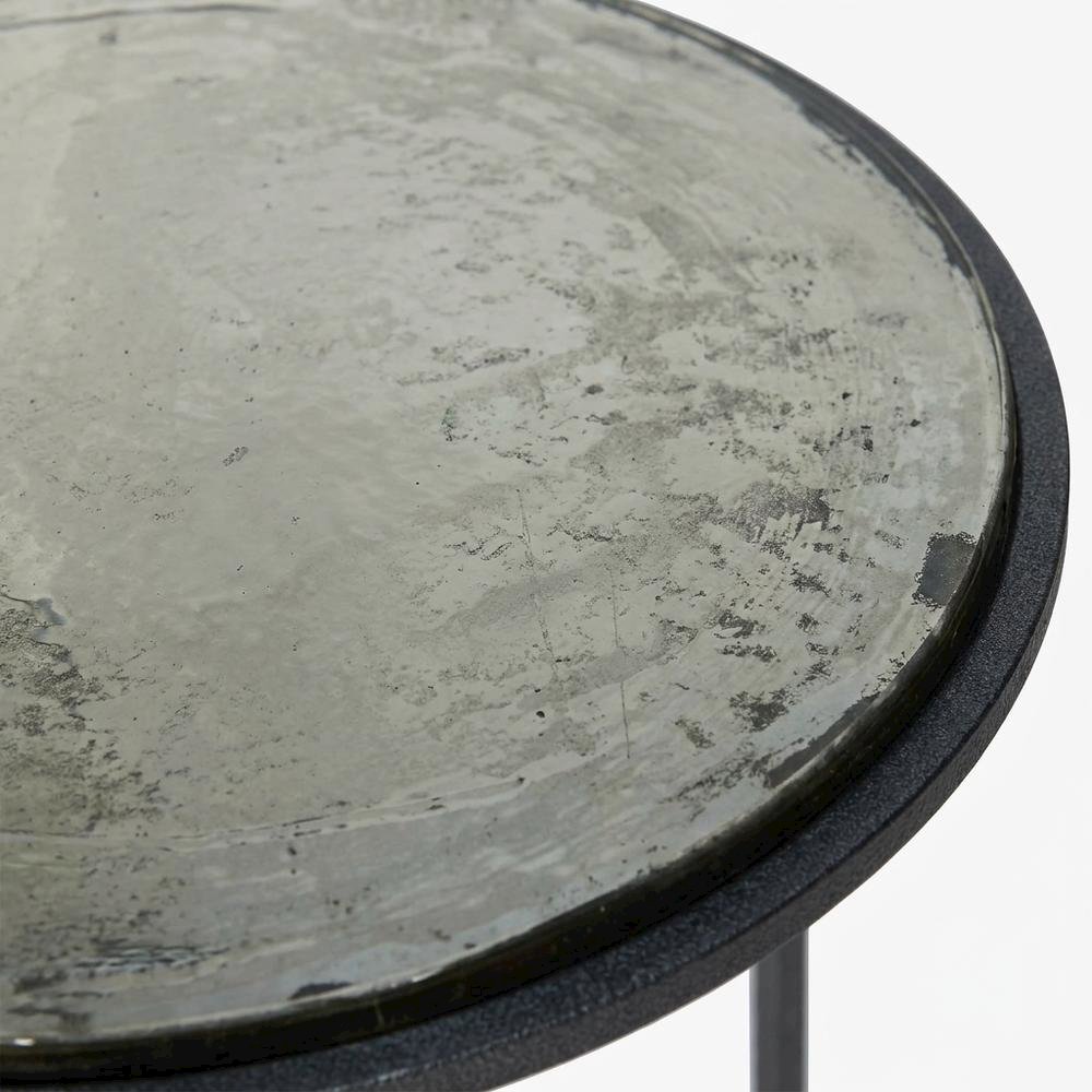 Recycled Glass Nesting Side Tables, Recycled Glass, Antique Nickel, 2 Piece