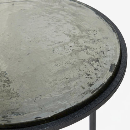 Recycled Glass Nesting Side Tables, Recycled Glass, Antique Nickel, 2 Piece